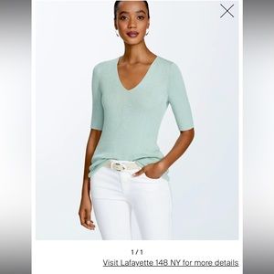 Lafayette 148 New York Ribbed V-Neck